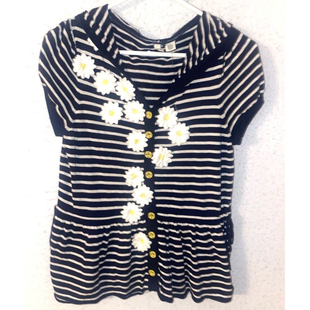 Anthropologie Moth Hooded Sweater Knitted Short Sleeve Women's sz S Daisy Cotton